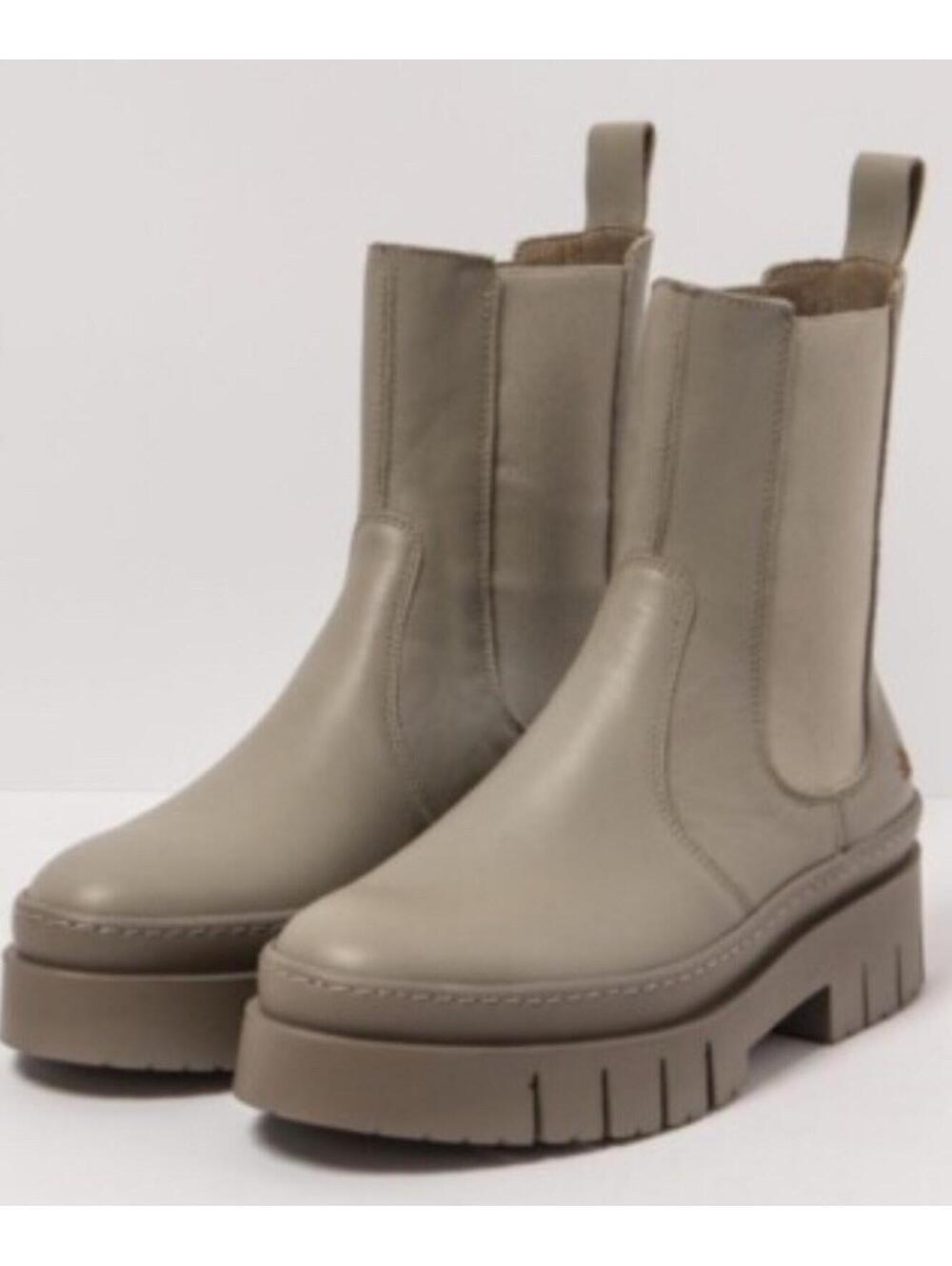 The Art Company Chelsea Amberes Leather Platform Boots Womens EU 41 US 10 Taupe